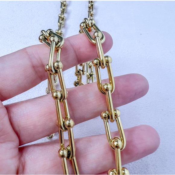 Thick Gold Chain Choker Necklace for Women Gold Plated Choker Chunky Choker - Picture 7 of 10